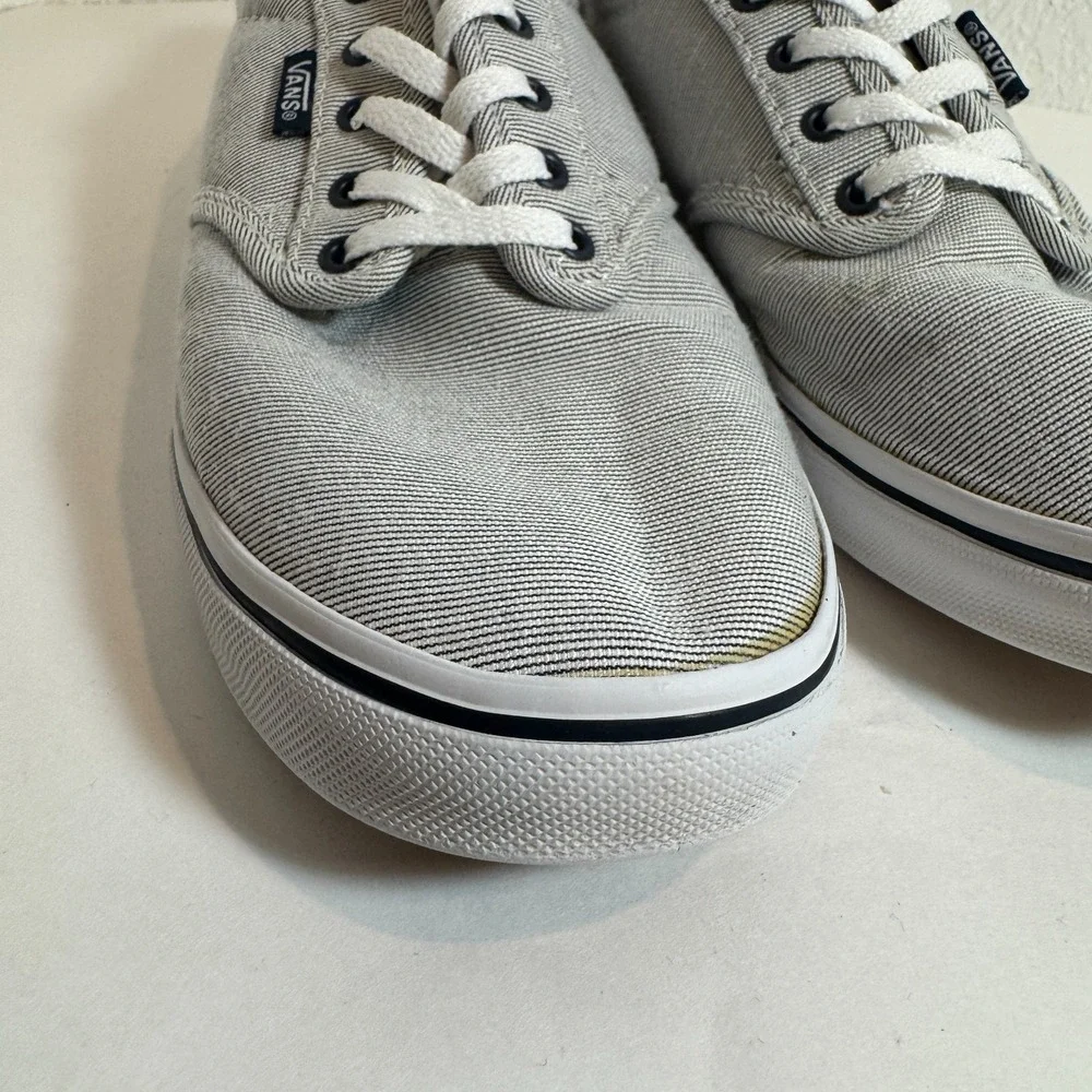 Vans Atwood Low Lace Up Skate Canvas Micro Stripe‎ Navy & White Shoes Womens 7